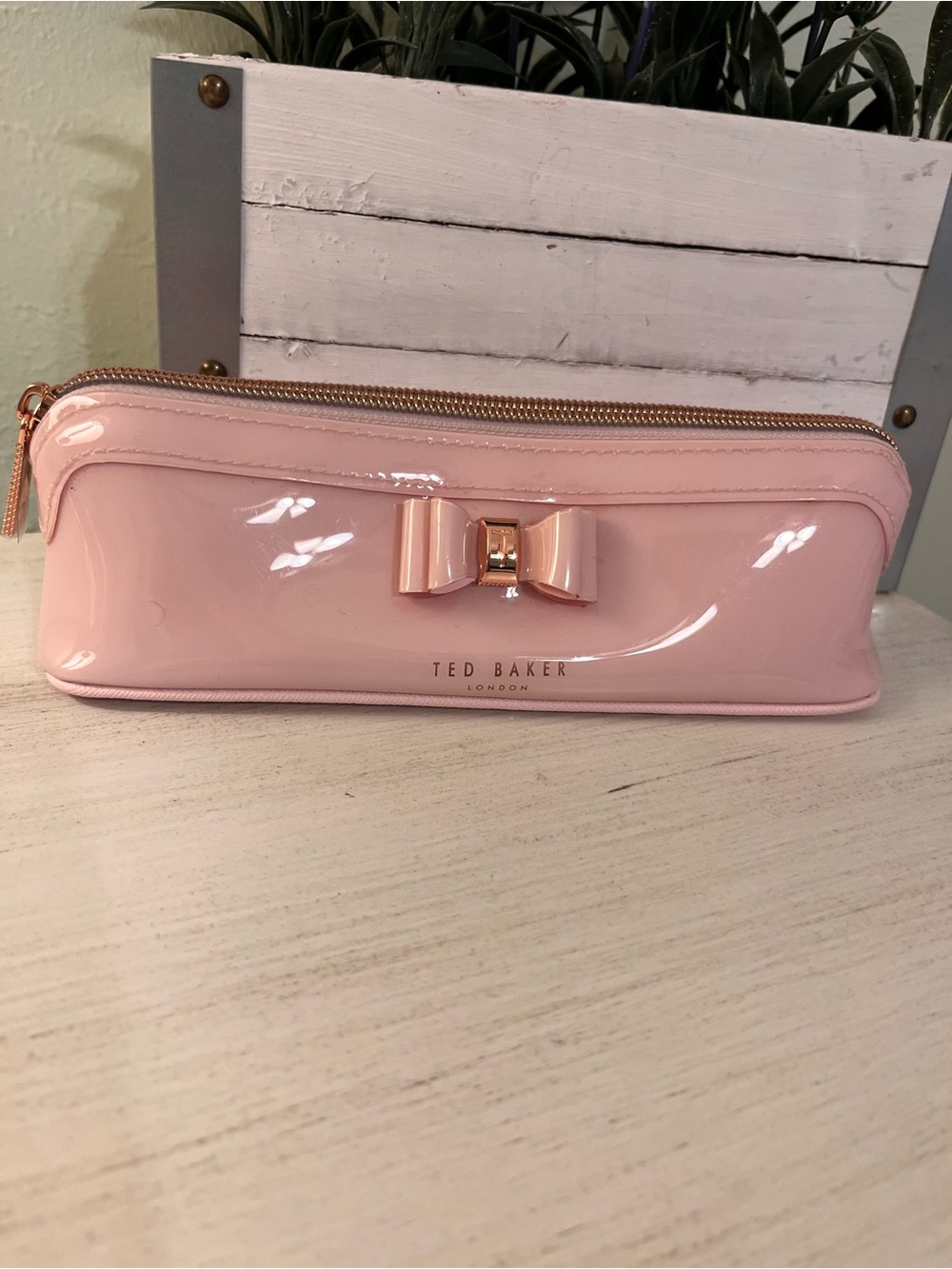 Ted Baker Casella Bow Triangle Pencil Case Pink EC